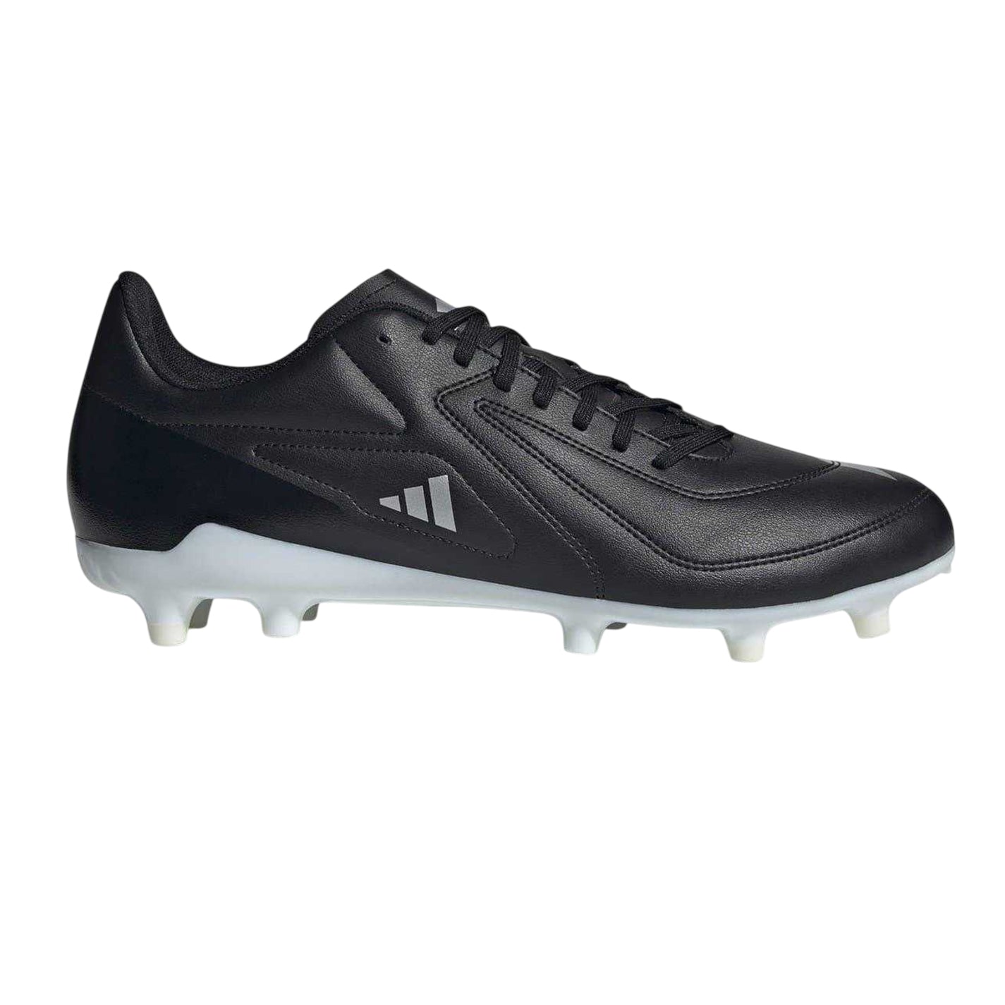 Black-White - Front - Adidas Mens RS15 Elite Leather Soft Ground Rugby Boots