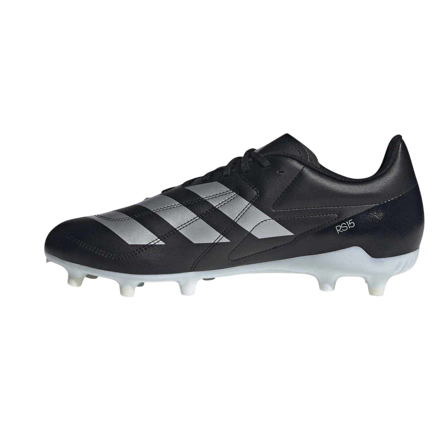 Black-White - Side - Adidas Mens RS15 Elite Leather Soft Ground Rugby Boots