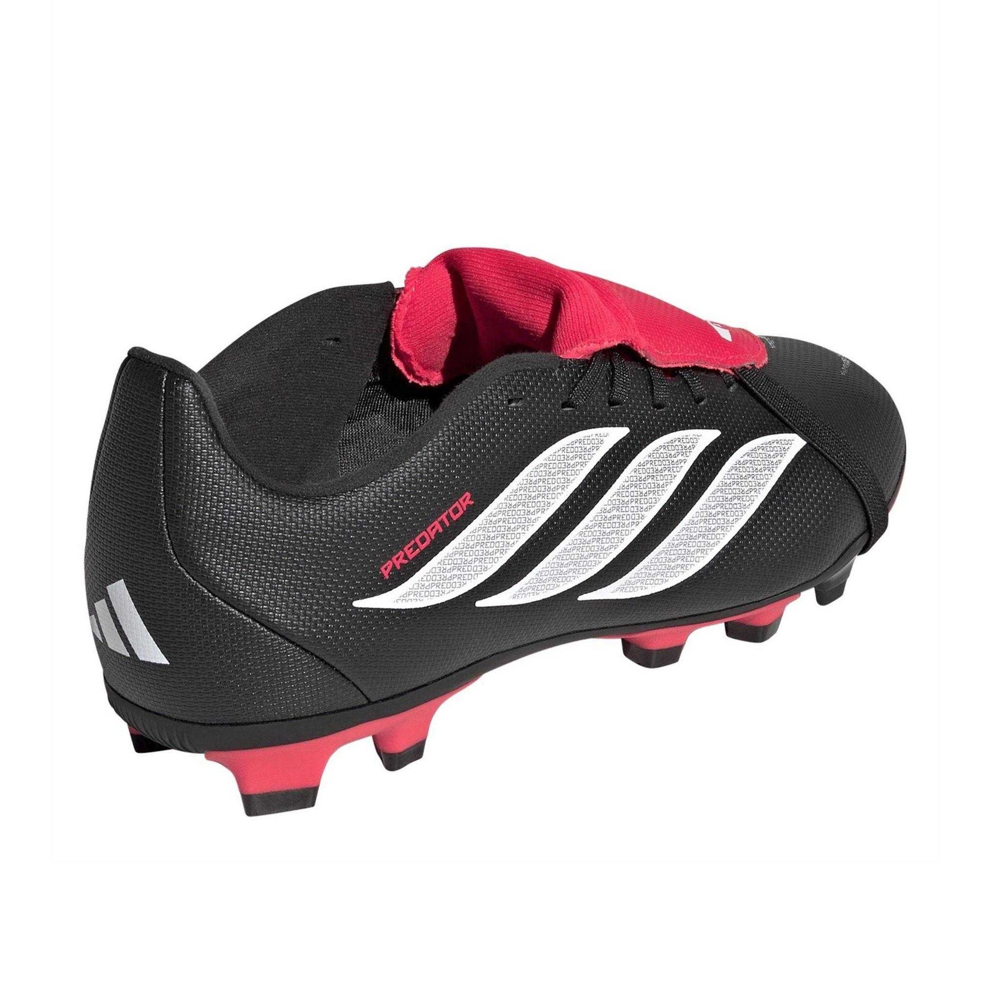 Black-Red - Back - Adidas Womens-Ladies Predator Club Fold Over Firm Ground Football Boots