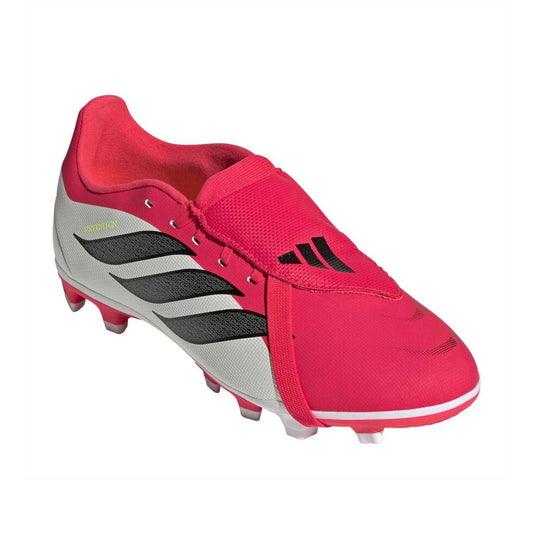 Red-White - Front - Adidas Womens-Ladies Predator Club Fold Over Firm Ground Football Boots