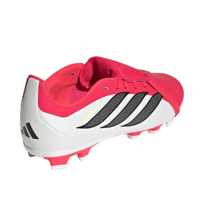 Red-White - Back - Adidas Womens-Ladies Predator Club Fold Over Firm Ground Football Boots