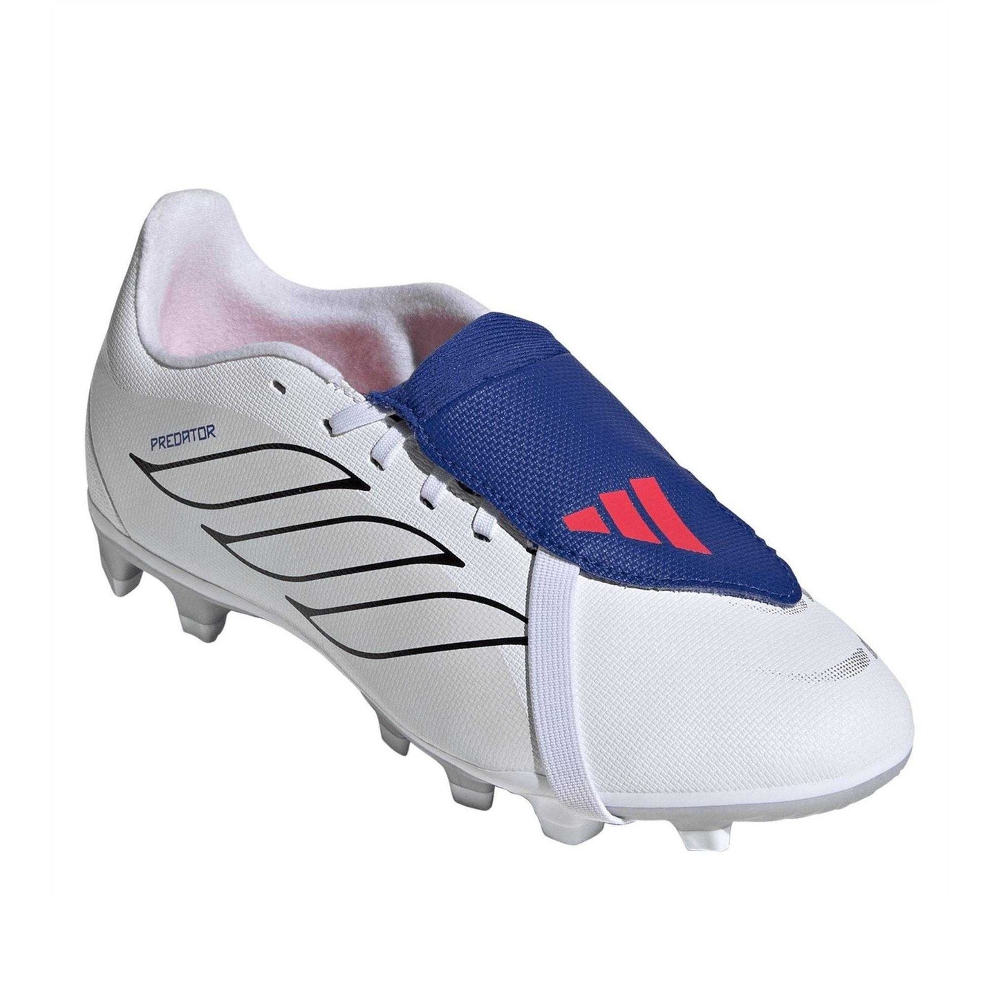 White-Blue - Front - Adidas Womens-Ladies Predator Club Fold Over Firm Ground Football Boots