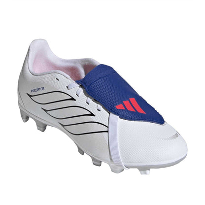 White-Blue - Front - Adidas Womens-Ladies Predator Club Fold Over Firm Ground Football Boots