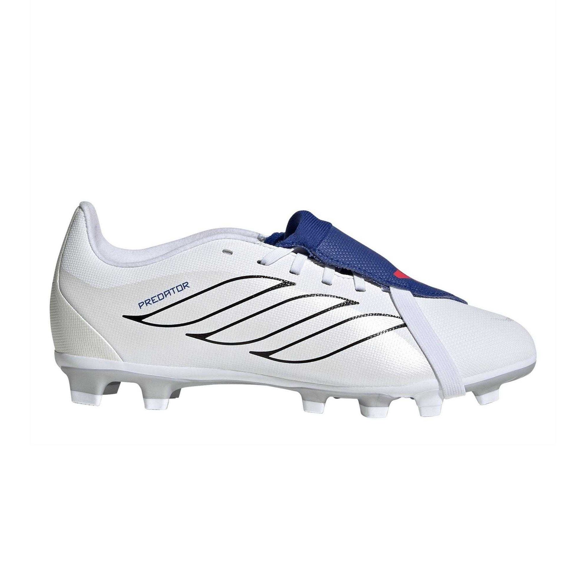 White-Blue - Lifestyle - Adidas Womens-Ladies Predator Club Fold Over Firm Ground Football Boots