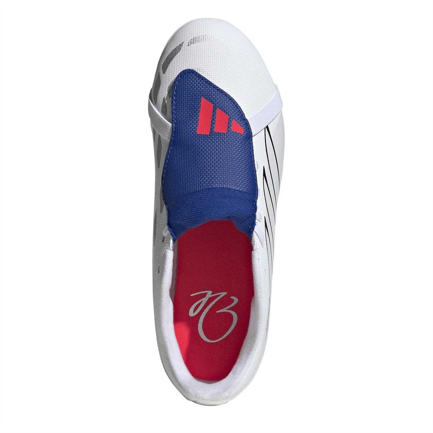 White-Blue - Pack Shot - Adidas Womens-Ladies Predator Club Fold Over Firm Ground Football Boots