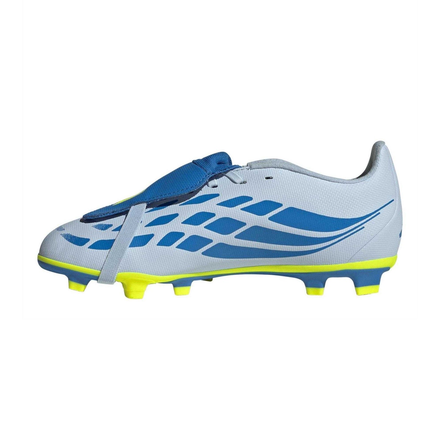 Blue-Yellow - Side - Adidas Womens-Ladies Predator Club Fold Over Firm Ground Football Boots