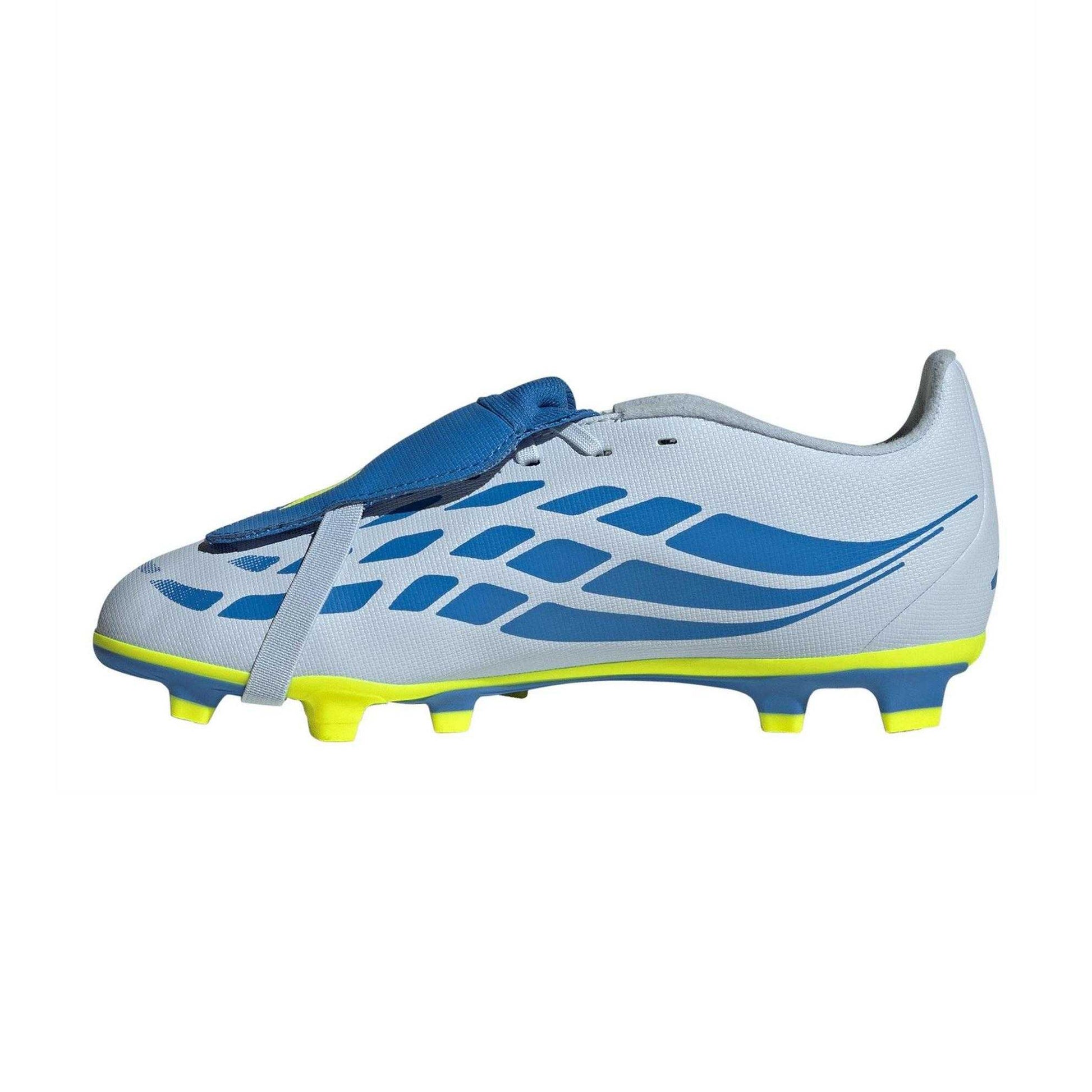 Blue-Yellow - Side - Adidas Womens-Ladies Predator Club Fold Over Firm Ground Football Boots