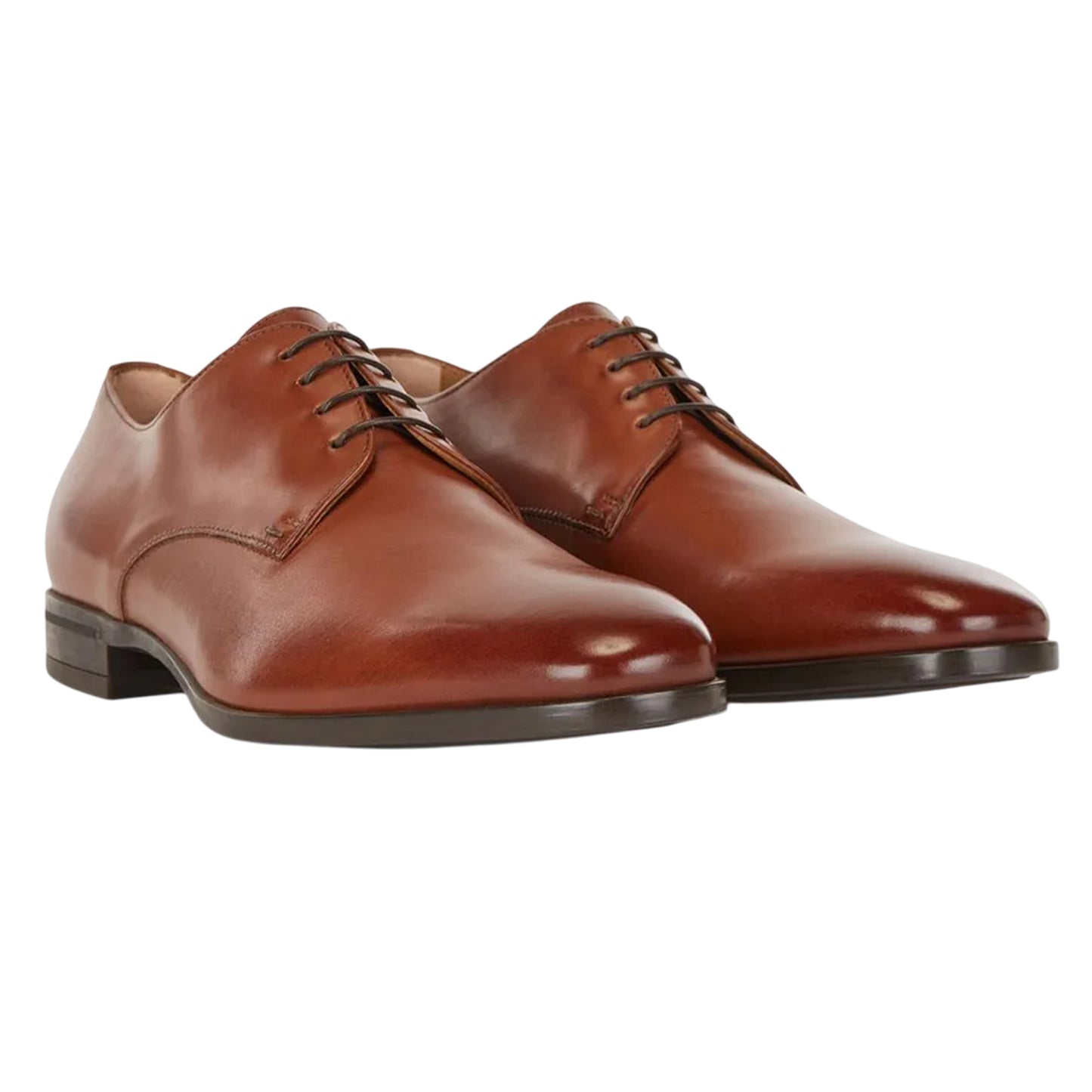 Brown - Front - Boss Mens Kensington Leather Derby Shoes