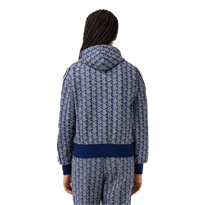 Methyl Blue - Back - Lacoste Womens-Ladies All-Over Print Ribbed Regular Full Zip Hoodie