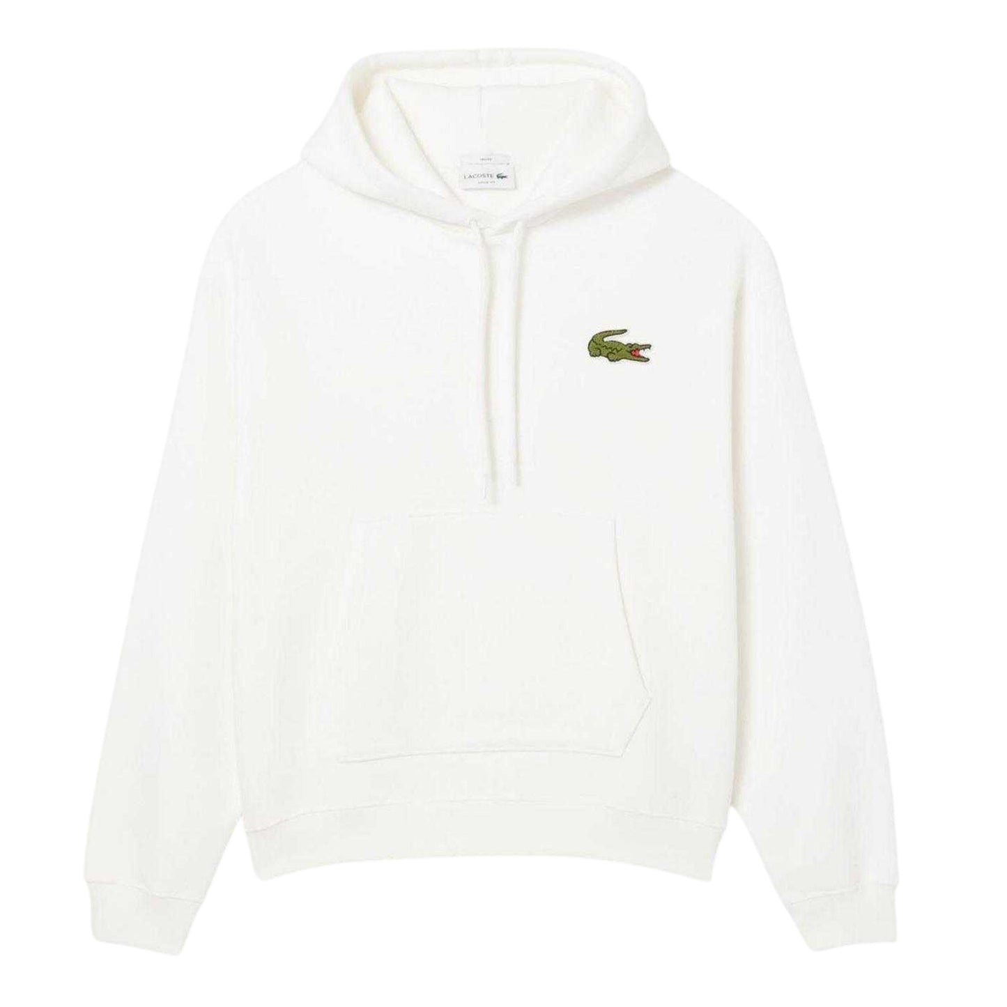 Cream - Front - Lacoste Mens Loose Fit Drawstring Hoodie