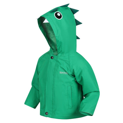 Green - Front - Regatta Baby Dinosaur Waterproof Jacket