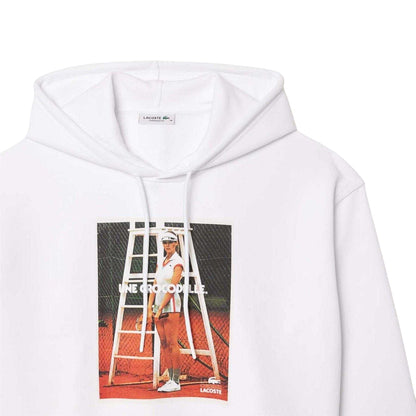 White - Back - Lacoste Womens-Ladies Graphic Print Oversized Hoodie