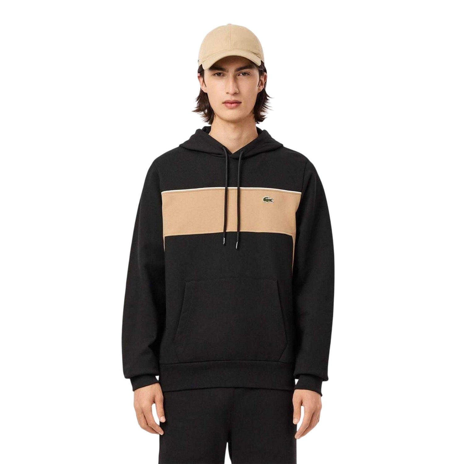 Black - Side - Lacoste Mens Colour Block Hoodie