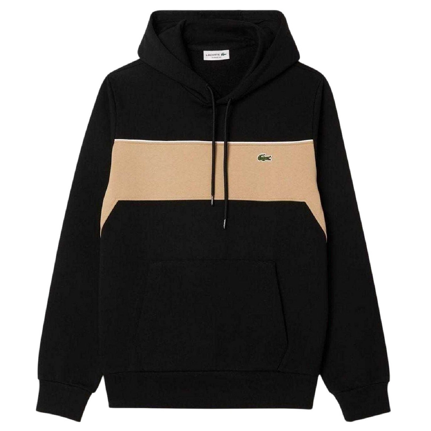 Black - Front - Lacoste Mens Colour Block Hoodie