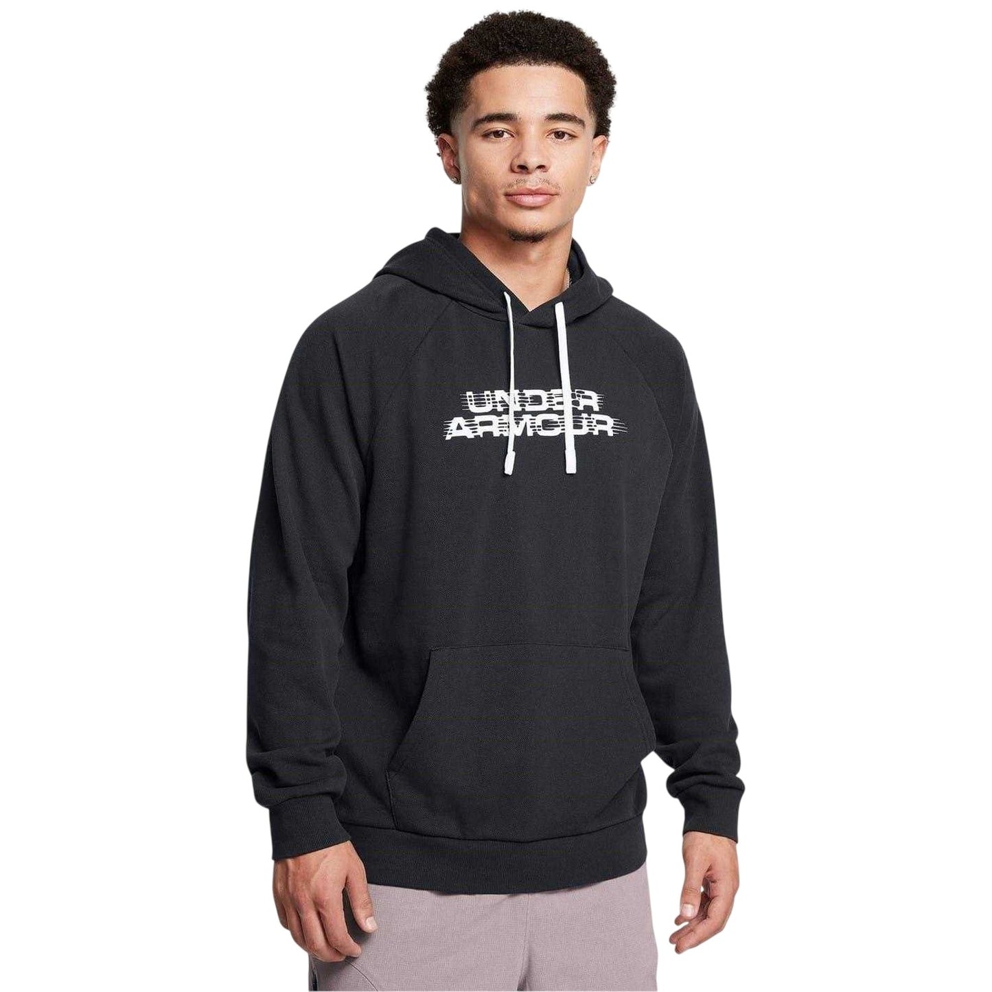 Black - Side - Under Armour Mens Rival Raglan Drawstring Hoodie