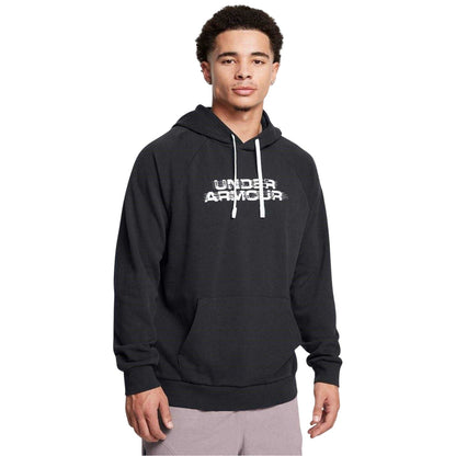 Black - Side - Under Armour Mens Rival Raglan Drawstring Hoodie