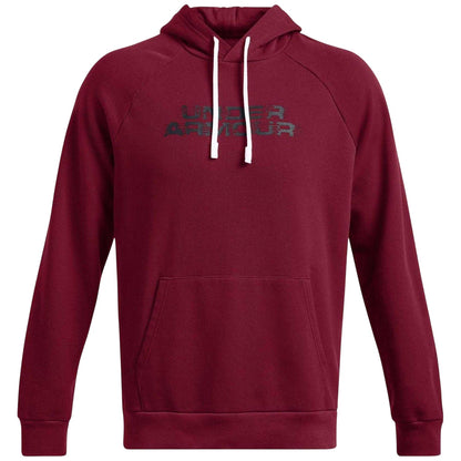 Red - Front - Under Armour Mens Rival Raglan Drawstring Hoodie