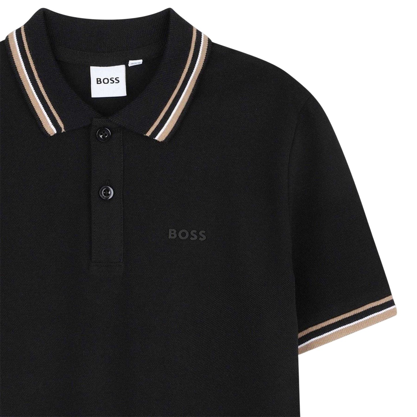 Black - Side - Boss Childrens-Kids Tonal Logo Polo Shirt