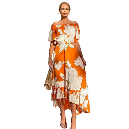 Blood Orange - Side - AX Paris Womens-Ladies Polyester Bardot Midi Dress