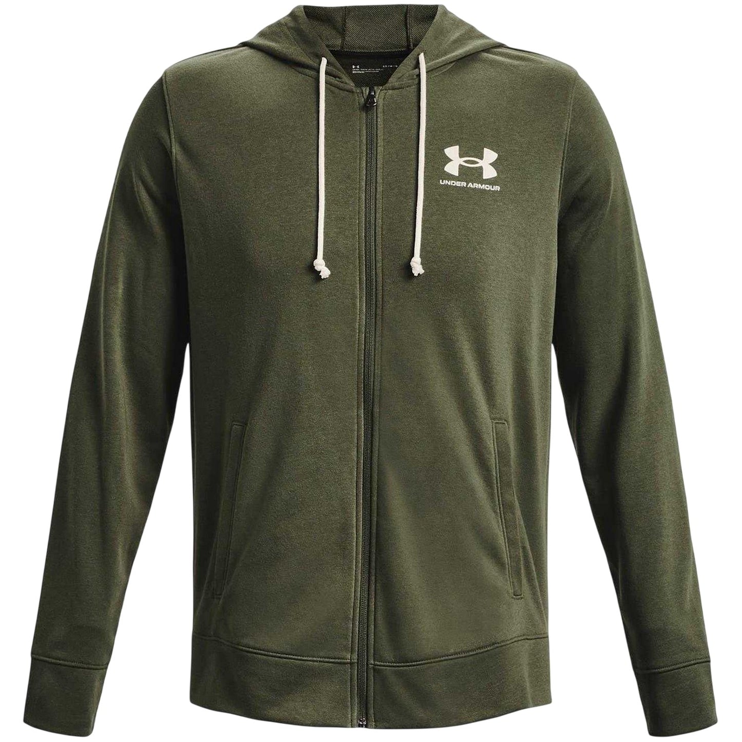 Green - Front - Under Armour Mens Rival Long-Sleeved Full Zip Hoodie