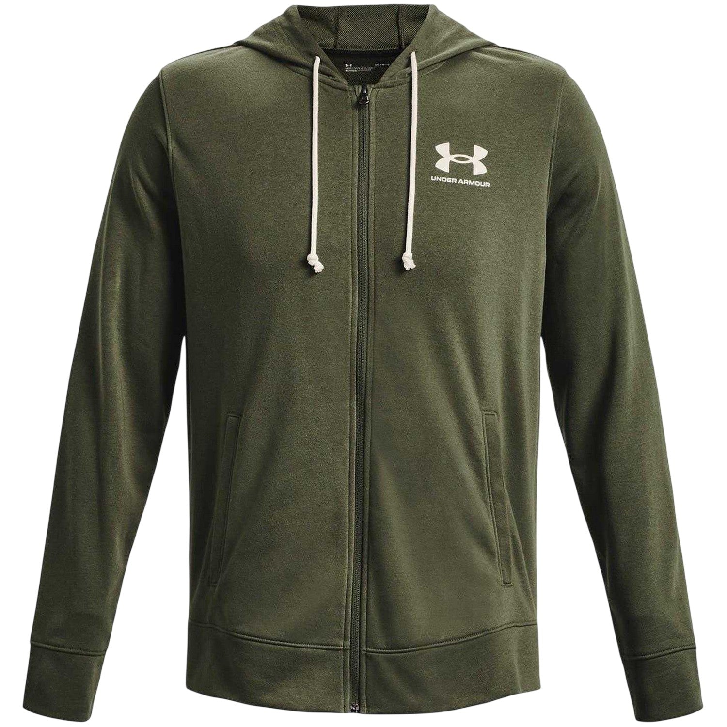Green - Front - Under Armour Mens Rival Long-Sleeved Full Zip Hoodie