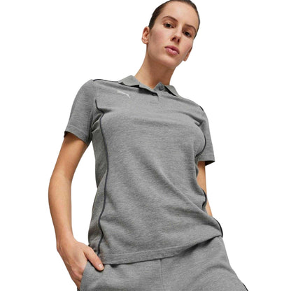 Grey - Side - Puma Womens-Ladies TeamFINAL Casuals Logo Polo Shirt