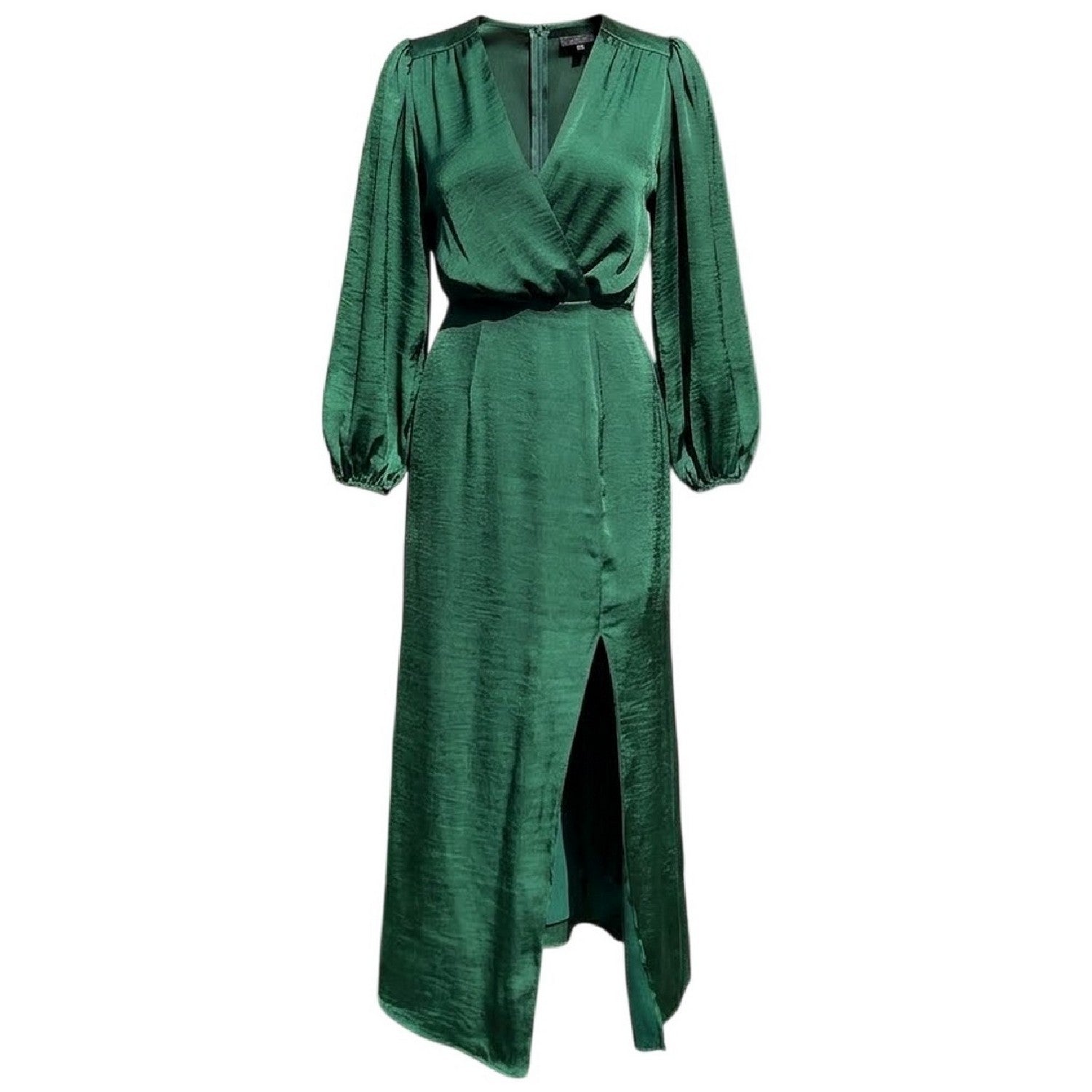 Teal - Front - AX Paris Womens-Ladies Satin Long-Sleeved Wrap Dress