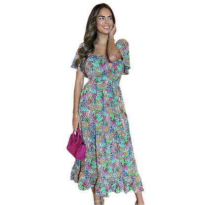 Multicoloured - Side - AX Paris Womens-Ladies Garden Polyester Frill Hem Summer Midi Dress