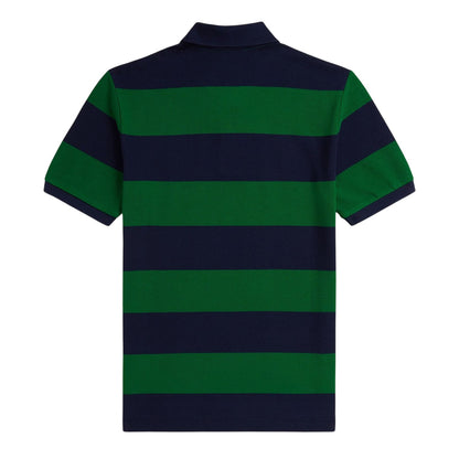 Green-Navy - Back - Ralph Lauren Childrens-Kids Striped Short-Sleeved Polo Shirt