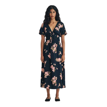 Multicoloured - Front - Nobody´s Child Womens-Ladies Cory Floral Lenzing Ecovero Puff Sleeve Midi Dress