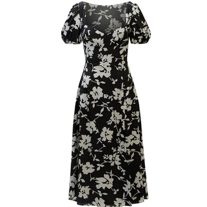 Black-White - Front - Bardot Womens-Ladies Gillian Floral Puff Sleeve Midi Dress