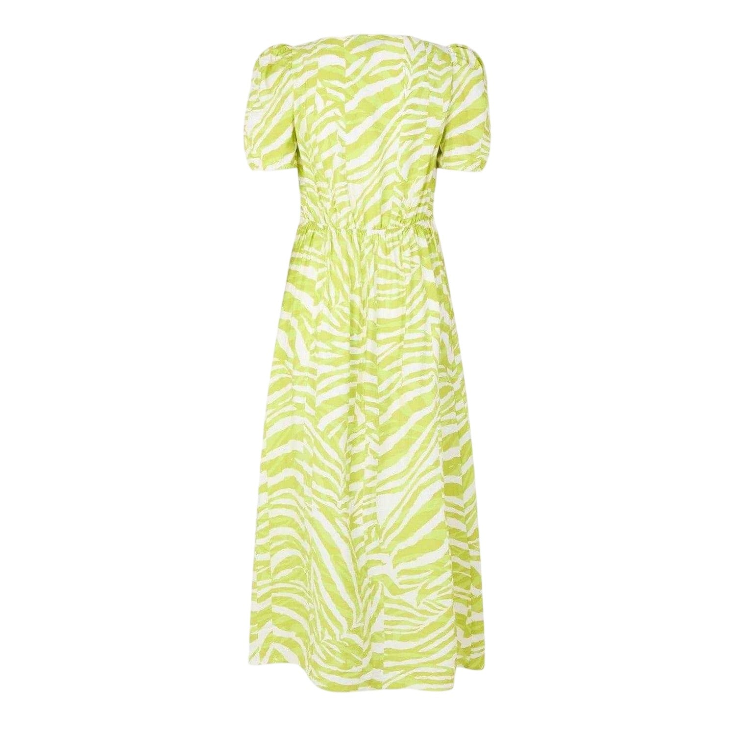 Lime - Back - Biba Womens-Ladies Zebra Print Ruched Bust Midi Dress