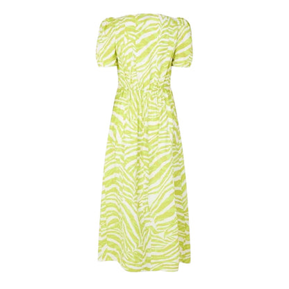 Lime - Back - Biba Womens-Ladies Zebra Print Ruched Bust Midi Dress