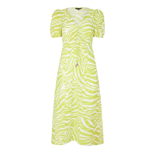 Lime - Front - Biba Womens-Ladies Zebra Print Ruched Bust Midi Dress