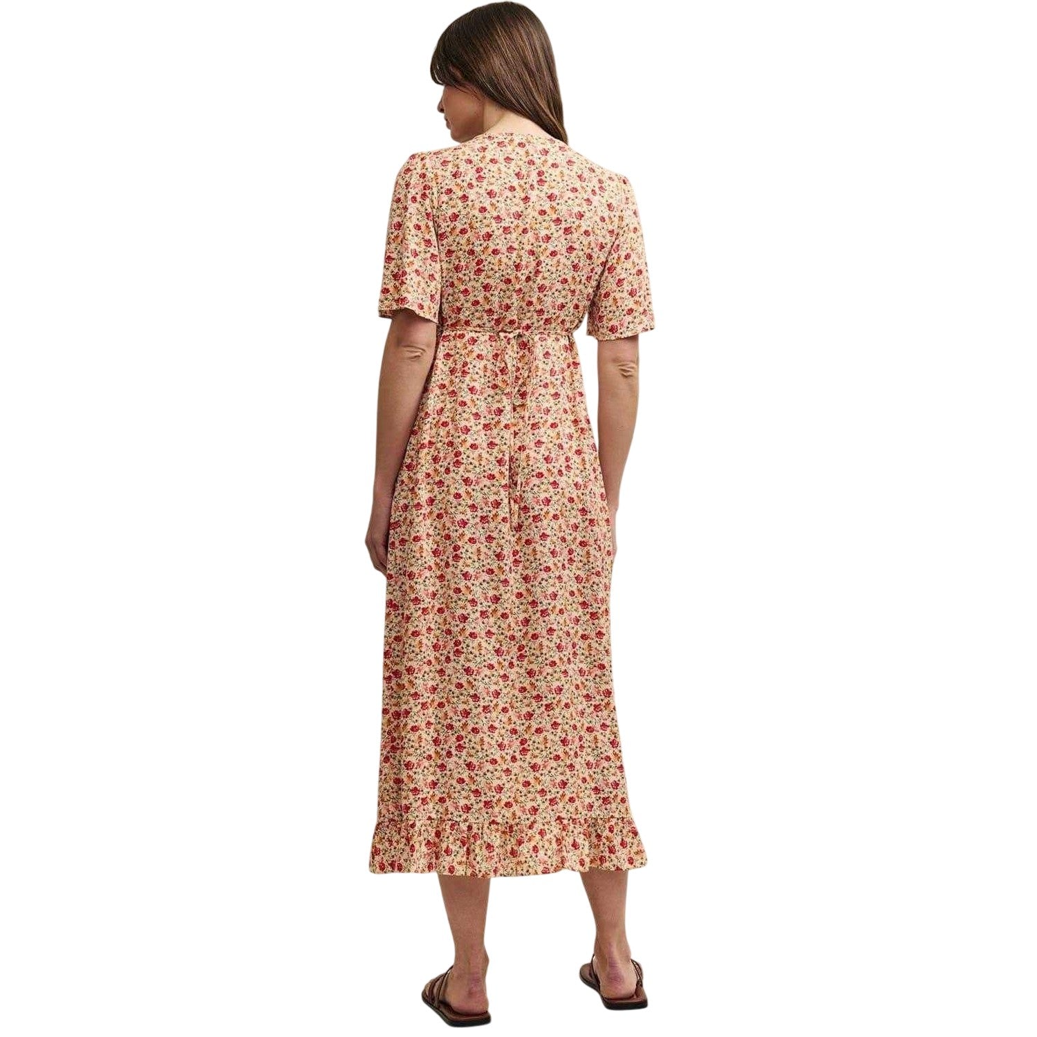 Cream - Back - Nobody´s Child Womens-Ladies Dalia Wildflower Flute Midi Dress