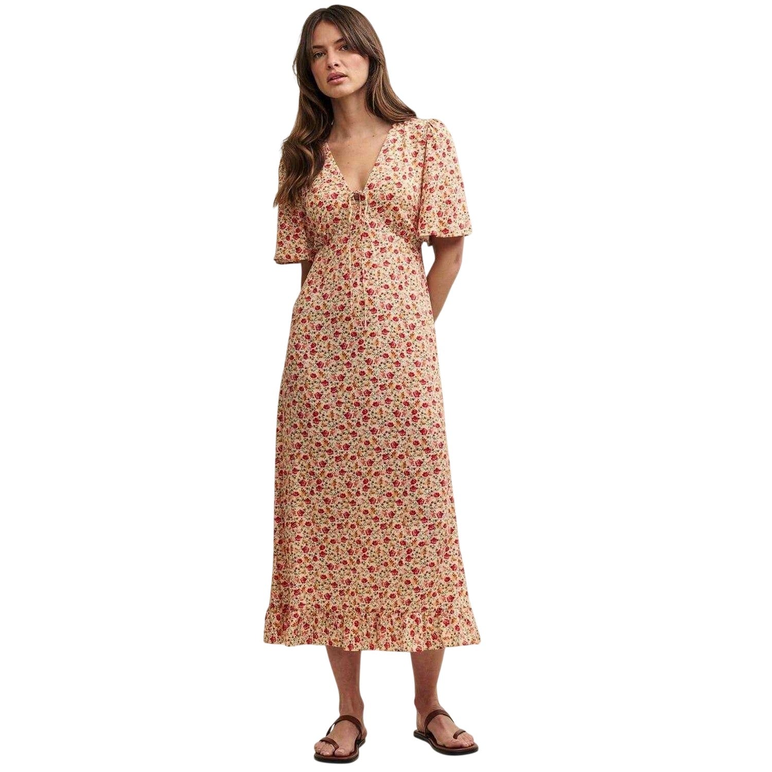 Cream - Front - Nobody´s Child Womens-Ladies Dalia Wildflower Flute Midi Dress