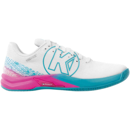 White-Aqua - Side - Kempa Womens-Ladies Attack Pro 2.0 Trainers