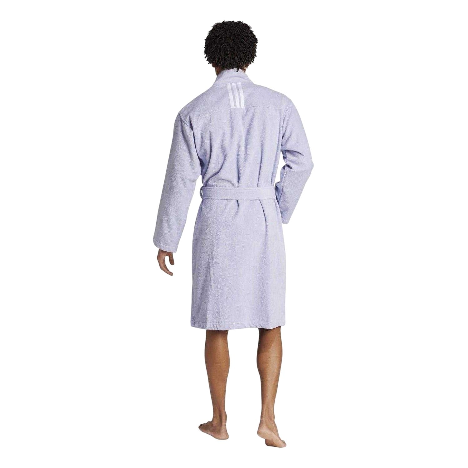 Lilac - Back - Adidas Mens Embroidered Logo Shawl Collar Long-Sleeved Robe