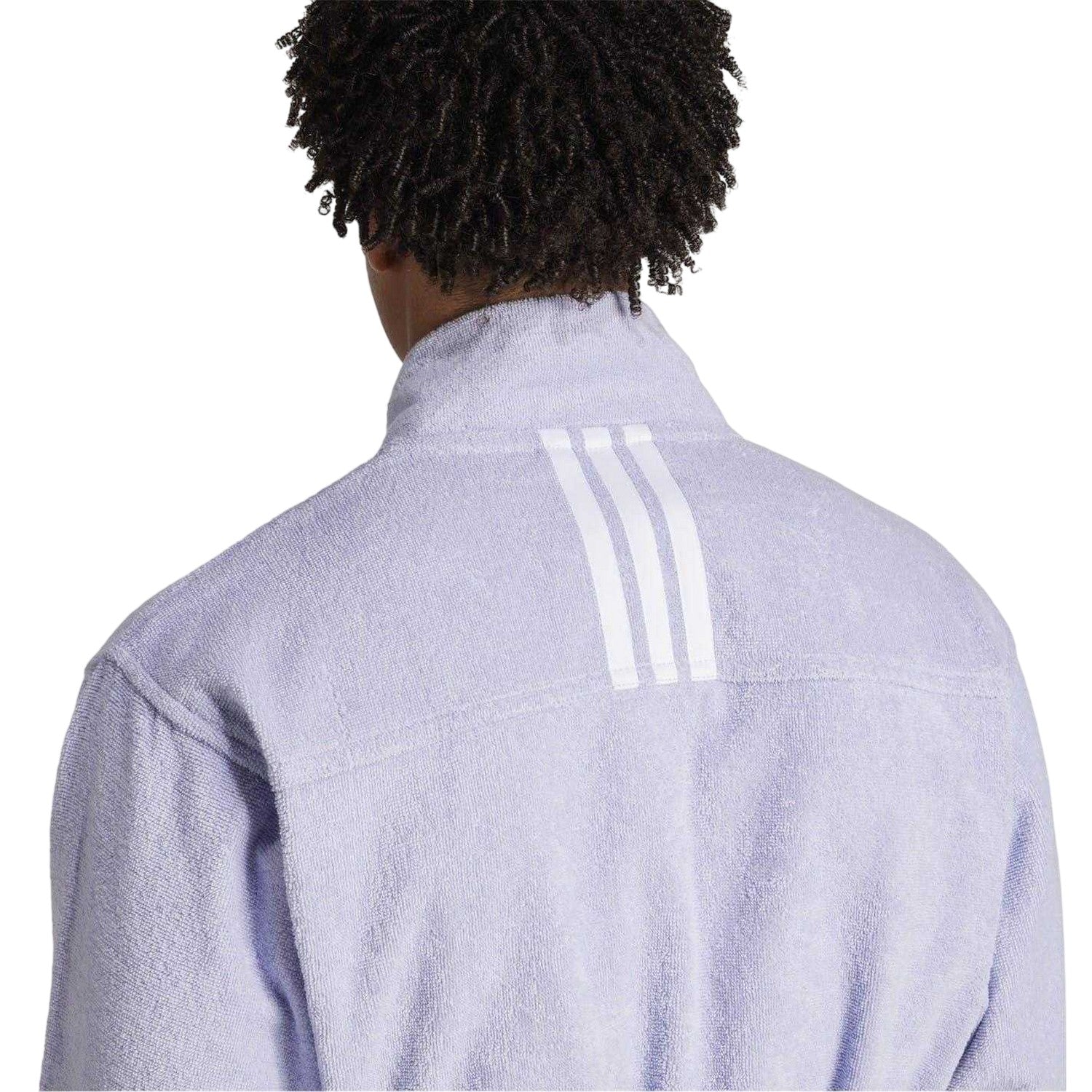 Lilac - Lifestyle - Adidas Mens Embroidered Logo Shawl Collar Long-Sleeved Robe