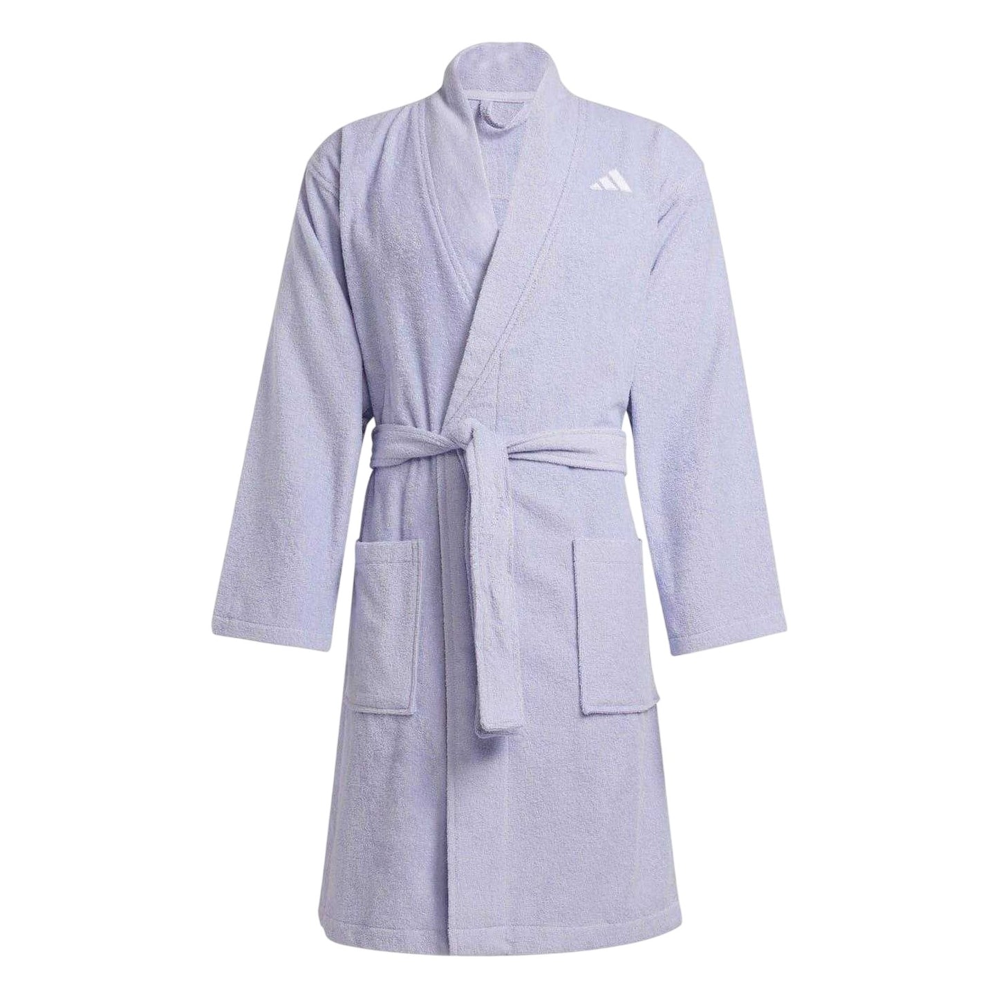 Lilac - Front - Adidas Mens Embroidered Logo Shawl Collar Long-Sleeved Robe