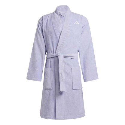 Lilac - Front - Adidas Mens Embroidered Logo Shawl Collar Long-Sleeved Robe