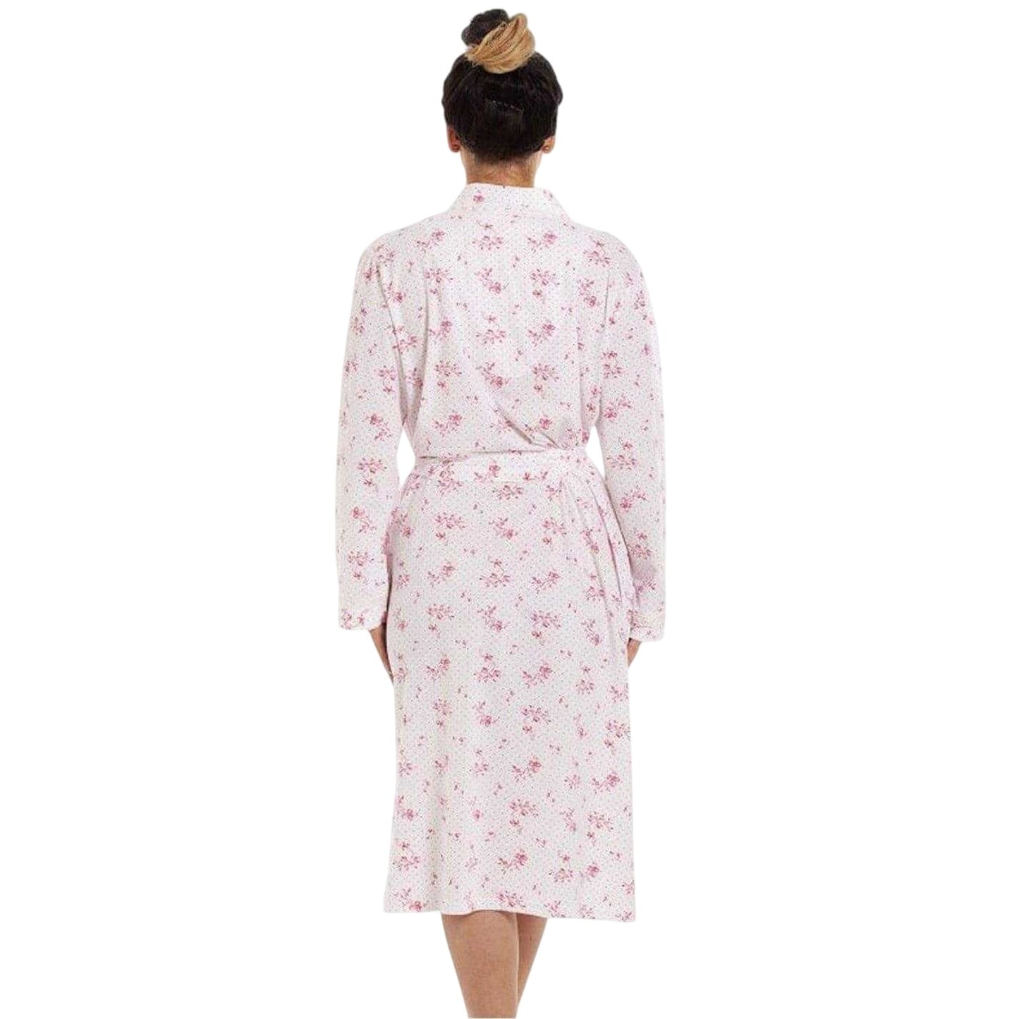 Pink - Back - Camille Womens-Ladies Floral Cotton Lightweight Wrap