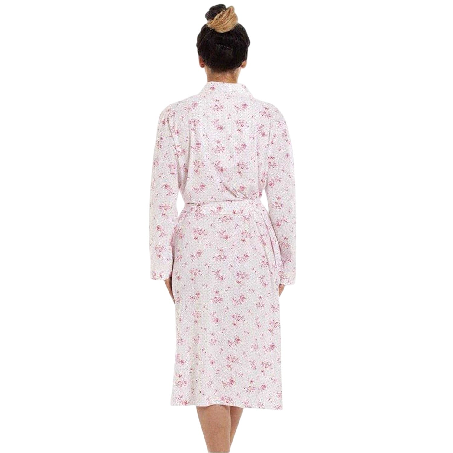 Pink - Back - Camille Womens-Ladies Floral Cotton Lightweight Wrap