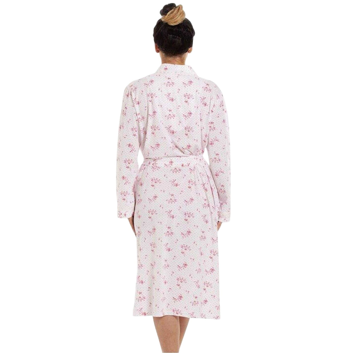 Pink - Back - Camille Womens-Ladies Floral Cotton Lightweight Wrap