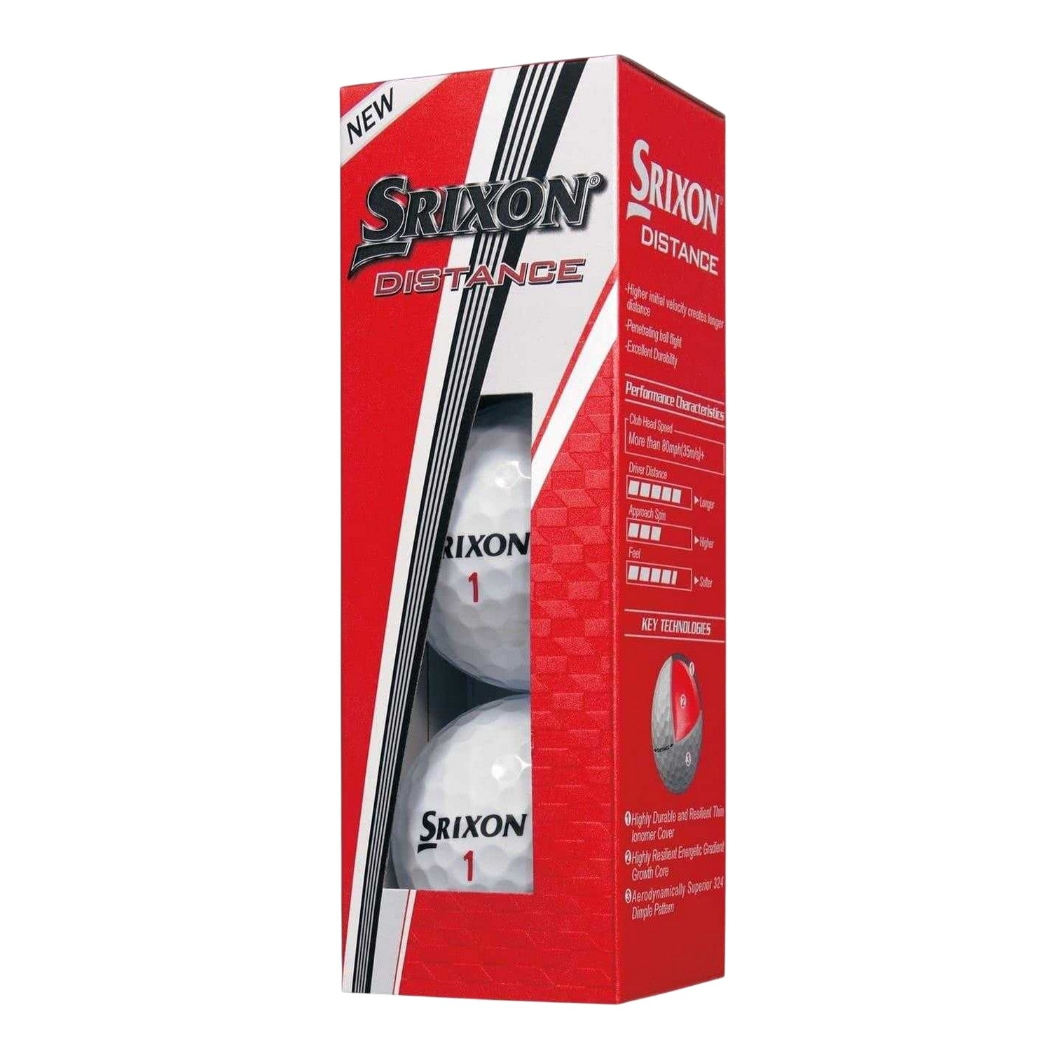 White - Back - Srixon Distance Golf Balls (Pack of 12)