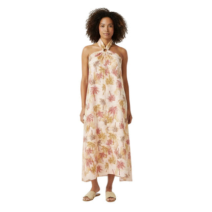 Pink-Yellow - Lifestyle - Biba Womens-Ladies Palm Print Halter Neck Maxi Dress