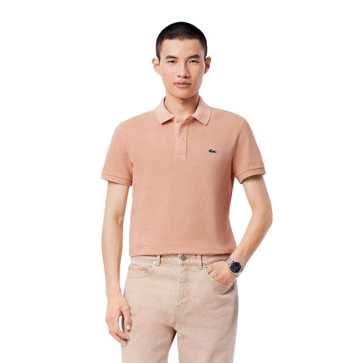 Orange - Side - Lacoste Mens L.12.12 Pique Slim Polo Shirt