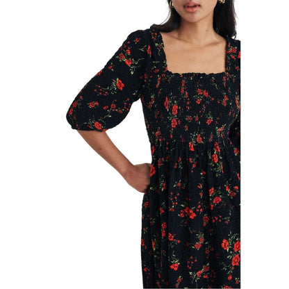 Black - Side - Nobody´s Child Womens-Ladies Elsa Floral Square Neck Midi Dress