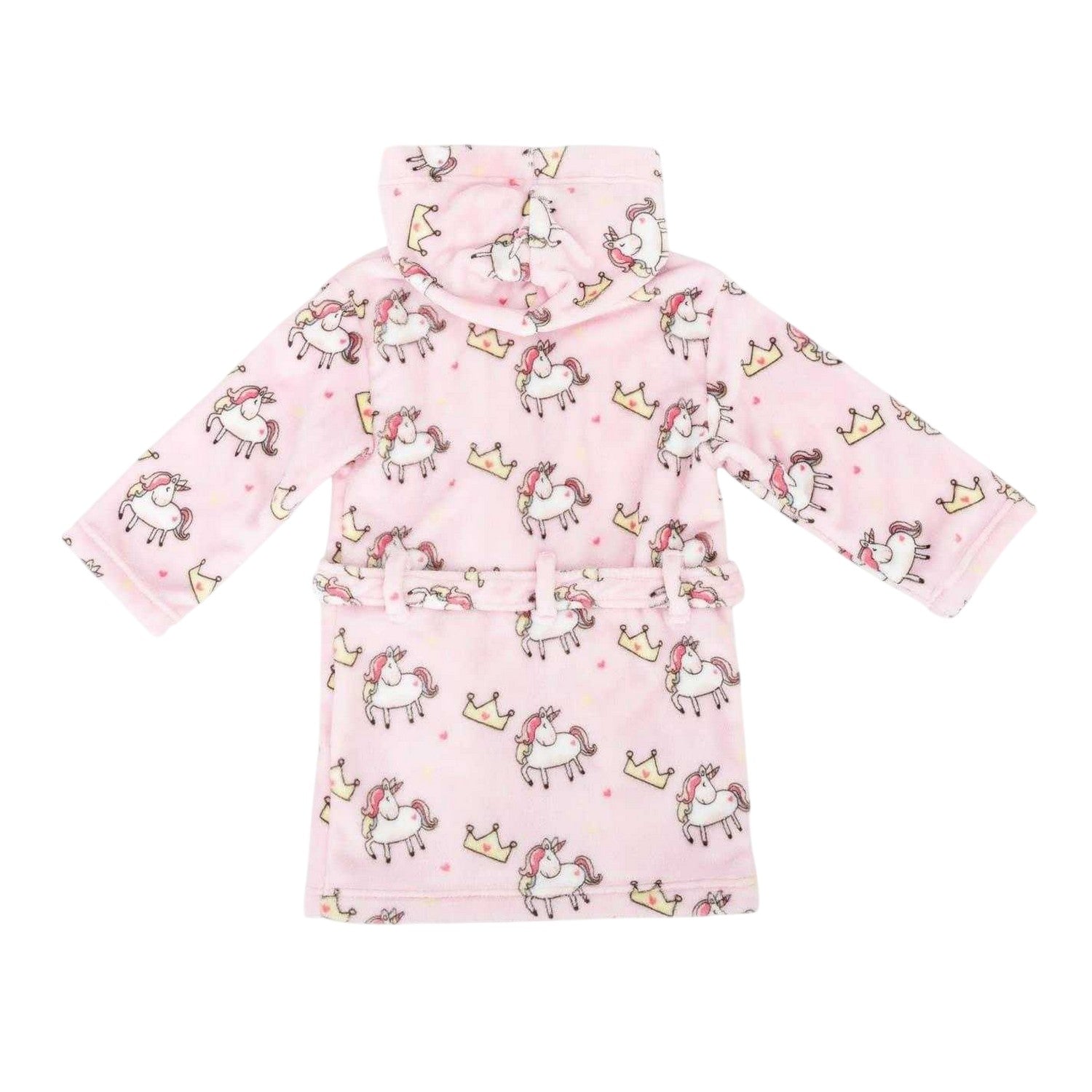 Pink-Purple - Back - Star Baby Girls Unicorn Fleece Hooded Robe