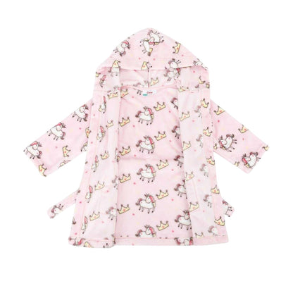 Pink-Purple - Side - Star Baby Girls Unicorn Fleece Hooded Robe